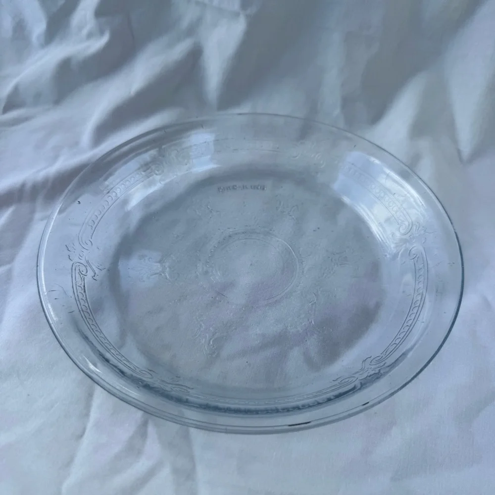 Vintage 40s/50s FIRE KING Philbe Clear Glass Decorative Pie Plate Dish